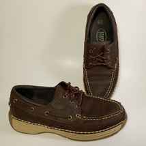State Street Boat Shoes Lace Up - Mens Size 6.5 - Brown Faux Leather, Ta... - £18.75 GBP