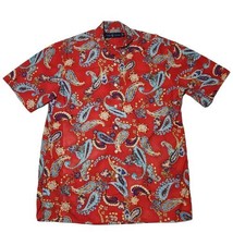 Polo Ralph Lauren Camp Shirt Mens Medium Red Paisley All Over Print Vintage 90s - £30.95 GBP