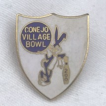 Conejo Village Bowl Vintage Pin Bunny Rabbit Bowling Pin Gold Tone Enamel - $9.95