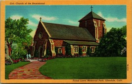 Church of the Recessional Forest Lawn Park Glendale CA UNP Linen Postcard - £3.09 GBP