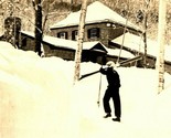 RPPC Skiier at Valley Station Cannon Mountain Franconia Notch NH Postcar... - $10.90
