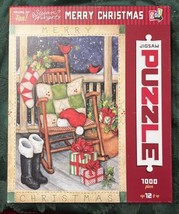 Susan Winget Merry Christmas Winter Porch Rocking Chair Jigsaw Puzzle 1000 Piece - £14.10 GBP