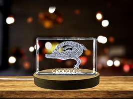 LED Base included | Impressive 3D Engraved Crystal of a Mighty Crocodile - £31.28 GBP+