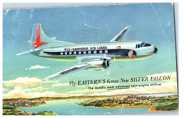 Eastern Air Lines Silver Falcon twin engine Airplane Postcard Posted 1953 - £8.73 GBP