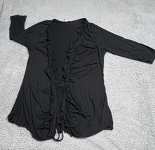 Susan Lawrence Sweater Women XLarge Black Cardigan Ruffled Accent Tie Waist - £6.72 GBP