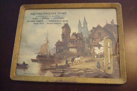 Advertising tin sign with thermometer &quot;Galvin Package Store&quot; 8&quot; by 6&quot;[pa... - $34.29