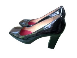 Vintage Kate Spade Pump Heels Size 6.5 Black Leather Square Toe Block Heels 90s - £25.84 GBP