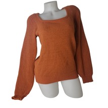 NANETTE LEPORE Spice Orange and Gold Metallic Sweater Womens Size Small - £23.48 GBP