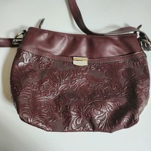Rosetti Faux Leather Shoulder Purse Burgundy Embossed 6 Compartments  - £14.78 GBP