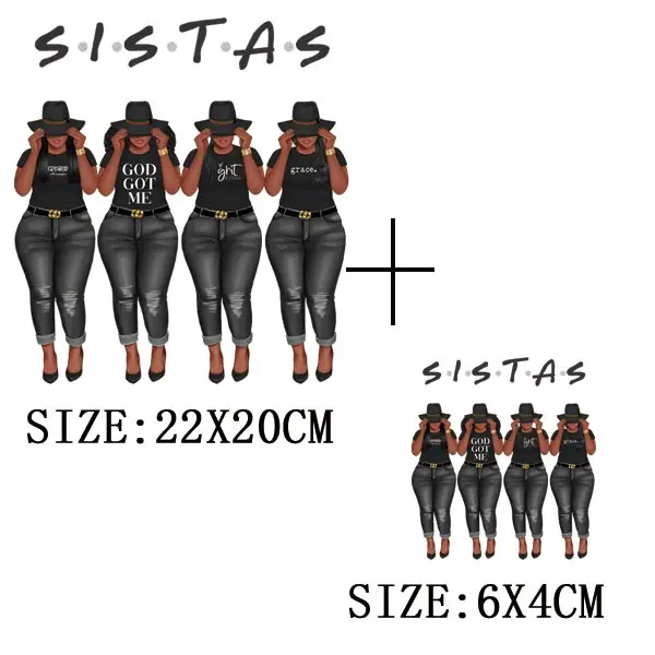 Sister Black  Thermo Heat Transfer Sticker Print-On T-Shirt Hoodies  On es For C - £61.60 GBP