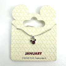 Disney Parks Mickey Birthstone Swarovski Crystal GoldTone January Necklace - £5.42 GBP