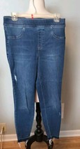 Spanx  Women Jeans Large Jeggings Distressed Raw Hem Ankle Pull On - $22.39