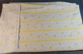 Percale Fashion Manor Vintage Twin Flat Sheet Pillowcase Yellow Flower Lace - £25.97 GBP