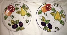 Oneida Vintage Fruit Hand Painted Dessert Plates 8&quot; EUC Multi-colored set of 2 - £12.77 GBP