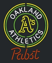 Pabst Oakland Athletics Baseball Neon Sign 22&quot;x18&quot; - £148.72 GBP