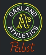 Pabst Oakland Athletics Baseball Neon Sign 22&quot;x18&quot; - £150.60 GBP