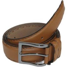 Men Genuine Leather Belt PIERO ROSSI Turkey Full Grain Hand Stitch 301 Cognac image 3