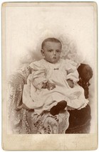 Circa 1880&#39;S Cabinet Card Adorable Baby In White Dress H. Fairbanks Austin, Mn - £7.46 GBP