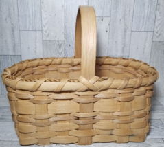 Splint GATHERING MARKET COTTAGE WOODEN BASKET Signed Natural Finish 10.5... - £6.35 GBP