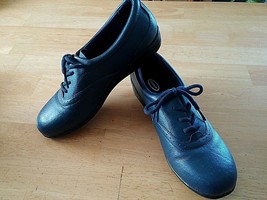 Dr. Scholl&#39;s Ladies Navy Leather LACE-UP Casual SHOES-8M-WORN ONCE-NICE - £7.03 GBP