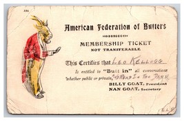 Comic Certificate Federation of Butters Anthropomorhic Goat  UDB Postcard W21 - £3.11 GBP
