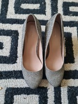 Next Silver Glitter Court Shoes Heels Size 4uk/37 Eur Express Shipping - $22.50