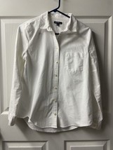 JCrew Mercantile Long Sleeved Button Up Blouse Women Size S White Classic Preppy - £10.06 GBP