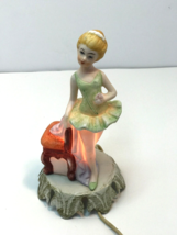 Ballerina Figurine Portable Lamp, Aladdin Giftware LA Calif VTG Bisque Porcelain - $29.69