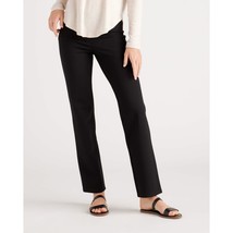 Quince Womens Ultra-Stretch Ponte Straight Leg Pant Pull On Black Petite M - £16.09 GBP