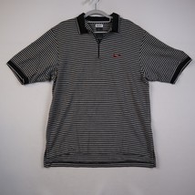 Nike Polo Shirt Adult Medium Black Striped Casual Golf Rugby Cotton Mens - $25.72