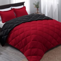 Alternative Comforter Set (Twin, Black/Red) - Reversible Bed Comforter with 1 Pi - £42.37 GBP