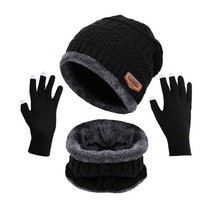 Unisex s Hat Ring Scarf Gloves Set Winter  Thick Warm  Women Men Solid Retro  Ha - £111.88 GBP