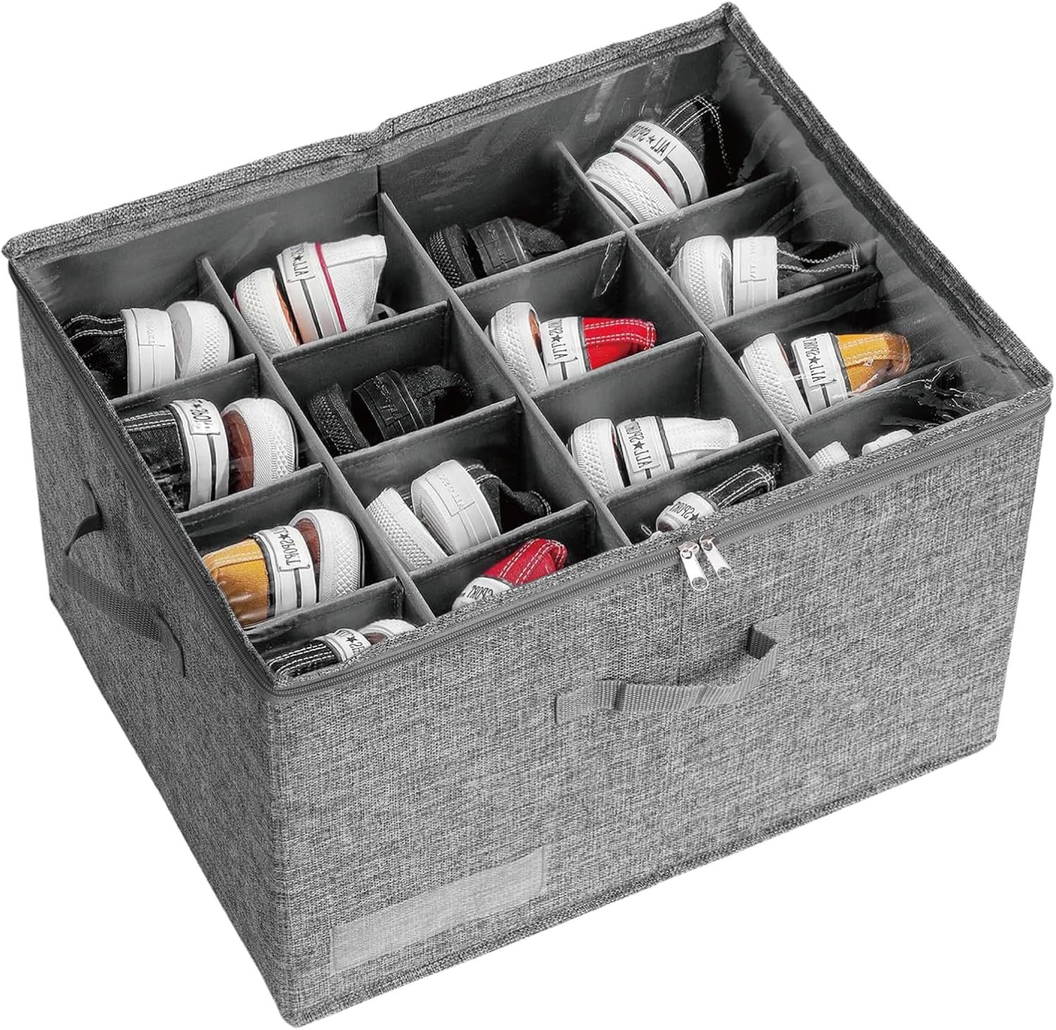 Shoe Organizer For Closet, Fits 16 Pairs, Large Shoe Box Storage, Grey - $44.99