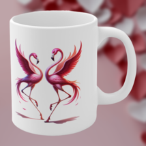 Dancing Pink Flamingos Ceramic Mug 11oz Tropical Bird Coffee Cup Bird Lo... - $11.99