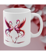 Dancing Pink Flamingos Ceramic Mug 11oz Tropical Bird Coffee Cup Bird Lo... - €10,44 EUR
