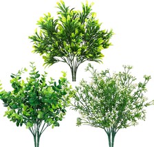 6 Bundles Artificial Greenery Stems Mixed Fake Plants Eucalyptus Baby&#39;S Breath - £33.41 GBP