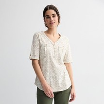 Women&#39;s Croft &amp; Barrow® Elbow Sleeve Utility Henley Top, Size: XL, Geo - $16.99