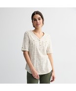 Women&#39;s Croft &amp; Barrow® Elbow Sleeve Utility Henley Top, Size: XL, Geo - $23.72 CAD