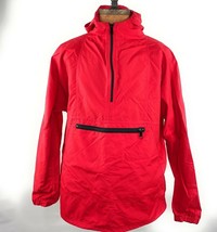 VTG LL Bean Red Anorak Jacket Pullover Half Zip Hooded Mens Medium Made ... - $35.63