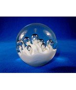Glass Sphere Paperweight ~ Art Glass, Controlled Bubbles Over White Base... - $24.45