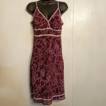 Avon Chemise Nightie Stretch Night Gown Burgundy Floral LINGERIE size Me... - $24.74
