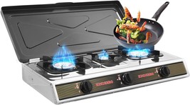 Propane Gas Cooktop 3 Burner Gas Stove Portable Gas Stove Stainless, Out... - £90.21 GBP