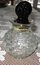 Pressed Glass Bottle-Textured-Matching Black Stopper - £7.96 GBP