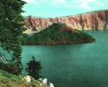 VTG Postcard View Showing Wizard Island Crater Lake Oregon Wesley Andrew... - $3.91