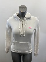 PINK Victoria&#39;s Secret 1/2 Zip Hoodie Women&#39;s Size XS White Long Sleeve Pullover - £9.48 GBP