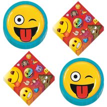 HOME &amp; HOOPLA Emoji Party Smiley Face Round Paper Dessert Plates and Lunch Size  - £12.27 GBP