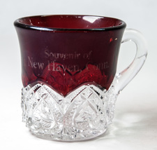 Heisey Glass Ruby Red Flash Souvenir Cup New Haven Conn - $8.00