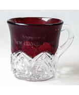 Heisey Glass Ruby Red Flash Souvenir Cup New Haven Conn - $10.94 CAD