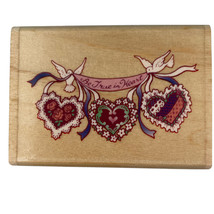 Valentine Be True in Heart Banner Doves Rubber Stamp City X8699 Vintage 1998 New - £7.64 GBP