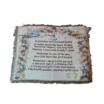 Woven Tapestry Throw New Baby Poem Stork Flowers Baby Blanket Nursery Decor - $22.00